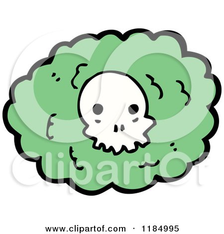 Cartoon of Green Smoke Puffs with a Skull - Royalty Free Vector Illustration by lineartestpilot