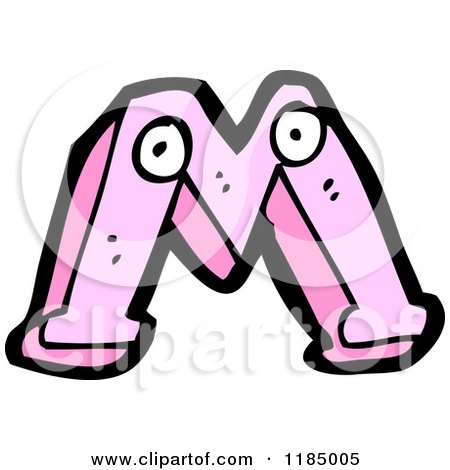 Cartoon of the Letter M with Eyes - Royalty Free Vector Illustration by lineartestpilot