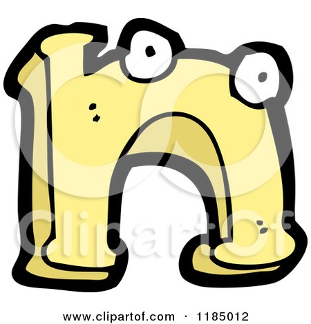 Cartoon of the Letter N with Eyes - Royalty Free Vector Illustration by lineartestpilot