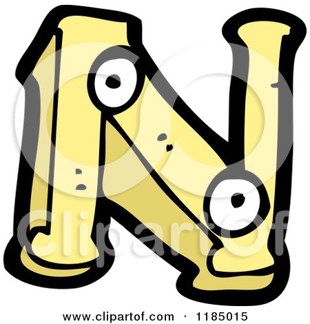 Cartoon of the Letter N with Eyes - Royalty Free Vector Illustration by lineartestpilot