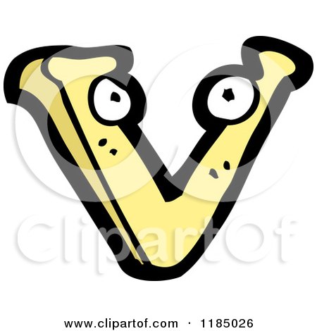 Cartoon of the Letter V with Eyes - Royalty Free Vector Illustration by lineartestpilot