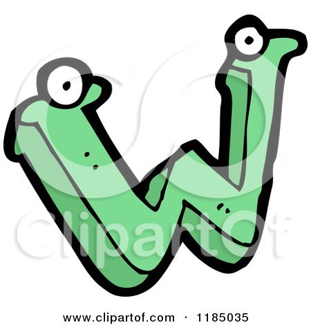 Cartoon of the Letter W with Eyes - Royalty Free Vector Illustration by lineartestpilot