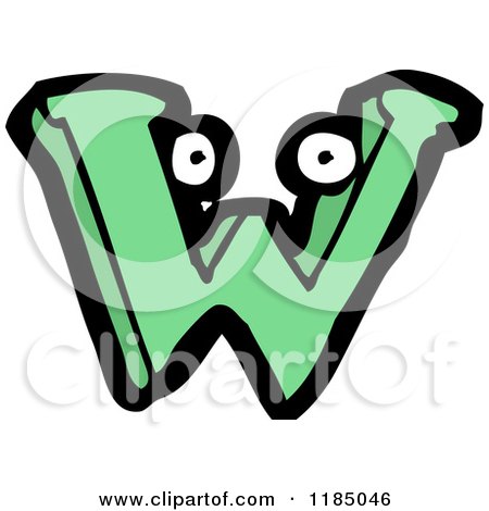 Cartoon of the Letter W with Eyes - Royalty Free Vector Illustration by lineartestpilot