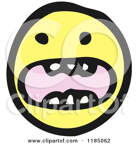 Cartoon of a Yellow Round Face - Royalty Free Vector Illustration by lineartestpilot