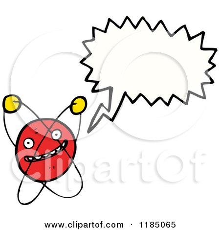 Cartoon of an Atomic Symbol Mascot Speaking - Royalty Free Vector Illustration by lineartestpilot