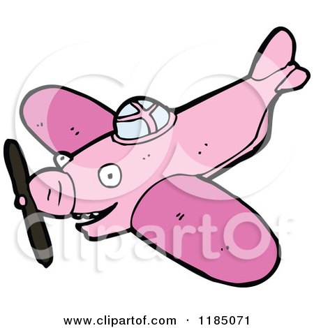 Cartoon of a Pink Airplane - Royalty Free Vector Illustration by lineartestpilot