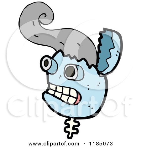 Cartoon of a Robet Head with a P_opped Top - Royalty Free Vector Illustration by lineartestpilot