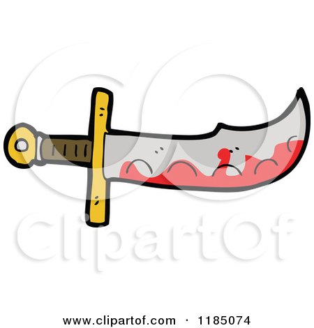 Cartoon of a Bloody Knife - Royalty Free Vector Illustration by lineartestpilot