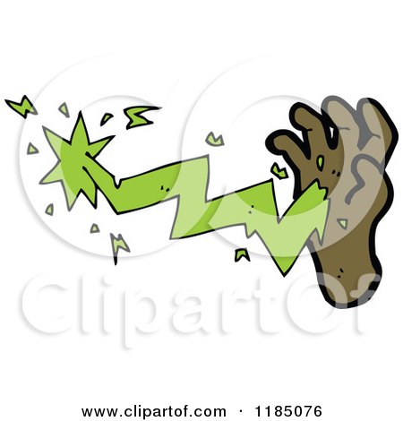 Cartoon of a Hand with a Lightning Bolt - Royalty Free Vector Illustration by lineartestpilot