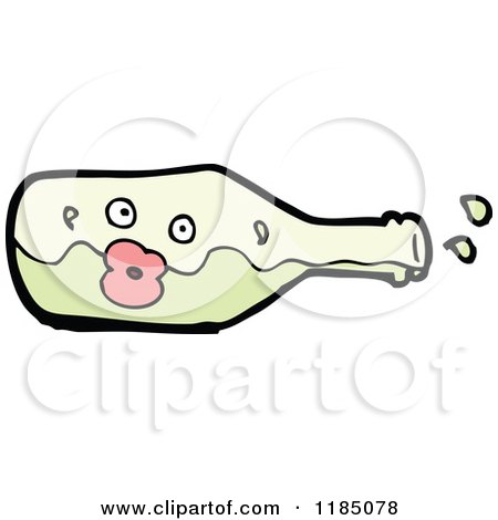 Cartoon of a Wine Bottle Character - Royalty Free Vector Illustration by lineartestpilot