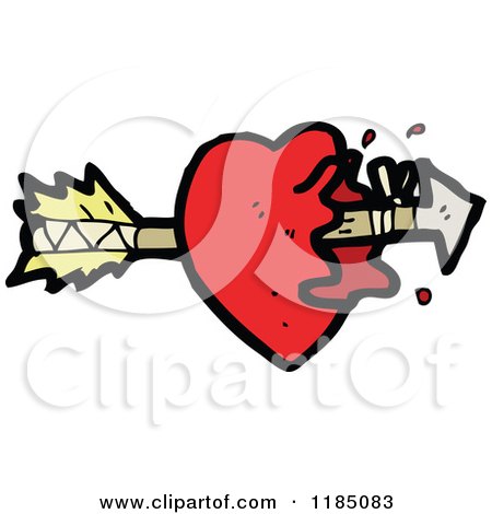 Cartoon of a Heart with an Arrow - Royalty Free Vector Illustration by lineartestpilot