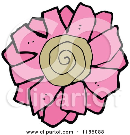 Cartoon of a Pink Gerbera Daisy - Royalty Free Vector Illustration by lineartestpilot