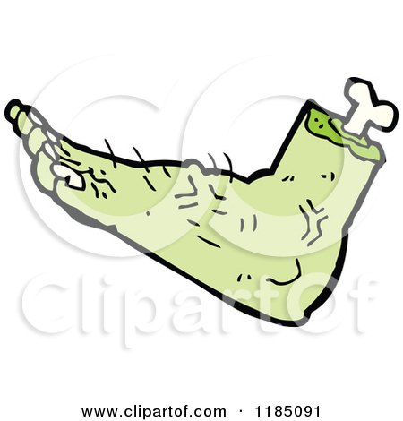 Cartoon of a Green Severed Foot - Royalty Free Vector Illustration by lineartestpilot