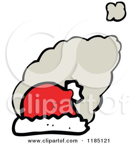 Cartoon of a Santa Hat and Dust Puffs - Royalty Free Vector Illustration by lineartestpilot