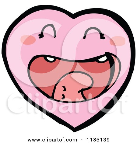 Cartoon of a Pink Singing Heart - Royalty Free Vector Illustration by lineartestpilot