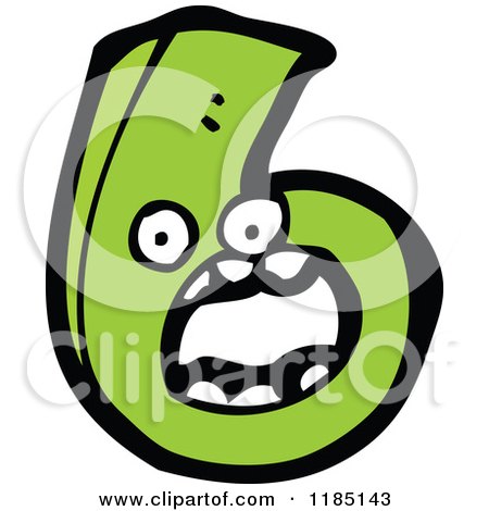 Cartoon of the Number Six Mascot - Royalty Free Vector Illustration by lineartestpilot