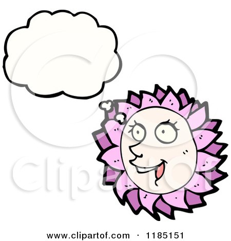Cartoon of a Purple Flower with a FaceThinking - Royalty Free Vector Illustration by lineartestpilot