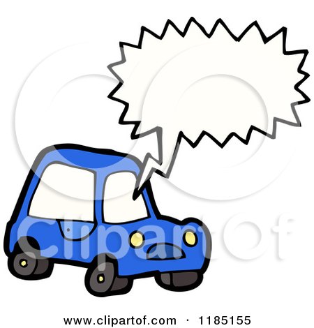 Cartoon of a Blue Car Speaking - Royalty Free Vector Illustration by lineartestpilot