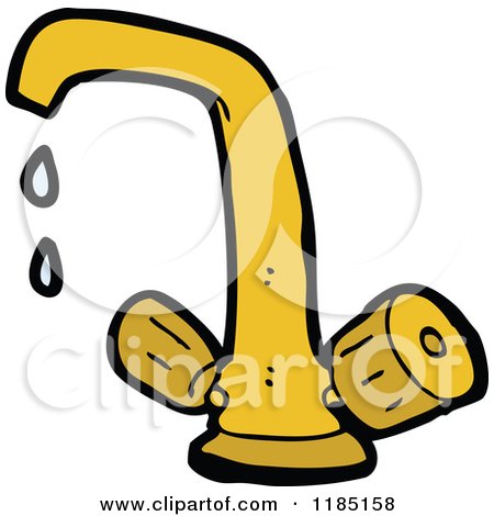 Cartoon of a Golden Faucet - Royalty Free Vector Illustration by lineartestpilot