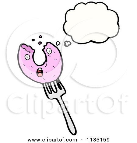 Cartoon of a Donut on a Fork - Royalty Free Vector Illustration by lineartestpilot