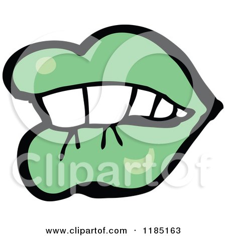 Cartoon of a Green Lipped Mouth - Royalty Free Vector Illustration by lineartestpilot