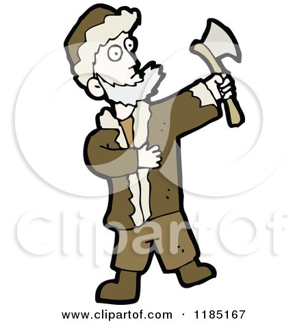 Cartoon of a Man with a Hachet - Royalty Free Vector Illustration by lineartestpilot