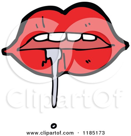 Cartoon of Red Drooling Lips - Royalty Free Vector Illustration by lineartestpilot