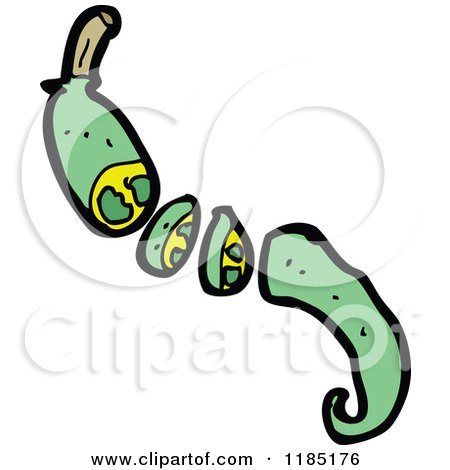 Cartoon of a Sliced Green Chili - Royalty Free Vector Illustration by lineartestpilot