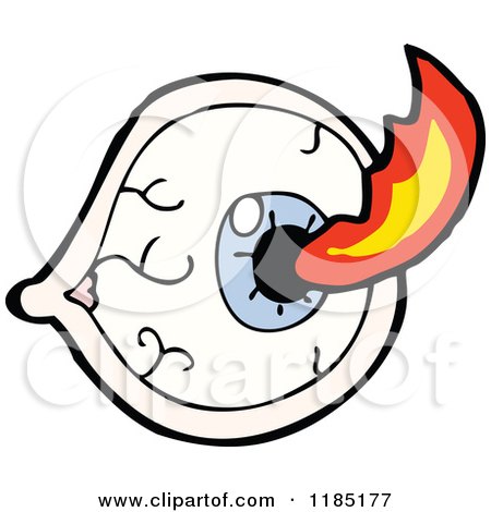 Cartoon of a Flaming Eye - Royalty Free Vector Illustration by lineartestpilot