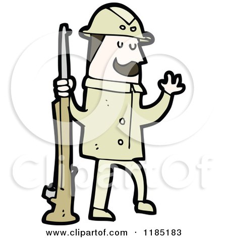 Cartoon of a Big Game Hunter - Royalty Free Vector Illustration by lineartestpilot