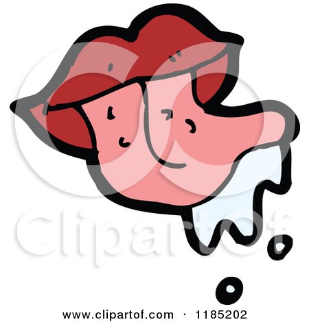 Cartoon of Lips with a Long Tongue - Royalty Free Vector Illustration by lineartestpilot