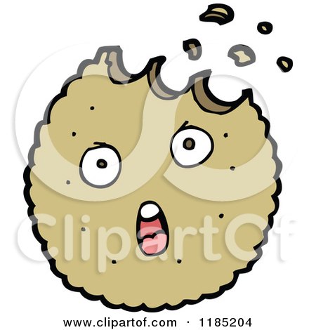 Cartoon of a Half Eaten Cookie with a Face - Royalty Free Vector Illustration by lineartestpilot