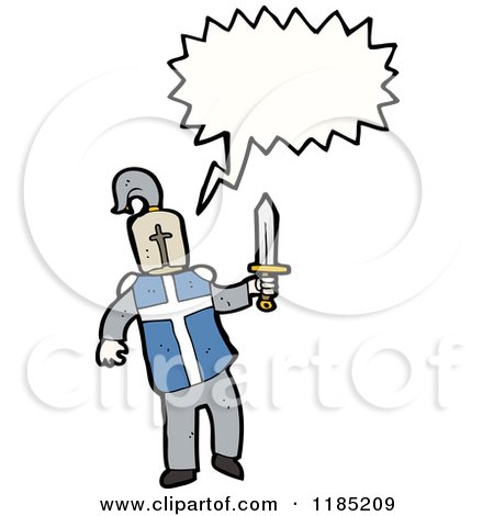 Cartoon of a Medieval Knight Speaking - Royalty Free Vector Illustration by lineartestpilot