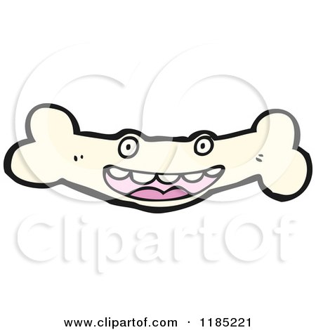 Cartoon of a Bone with a Face - Royalty Free Vector Illustration by lineartestpilot