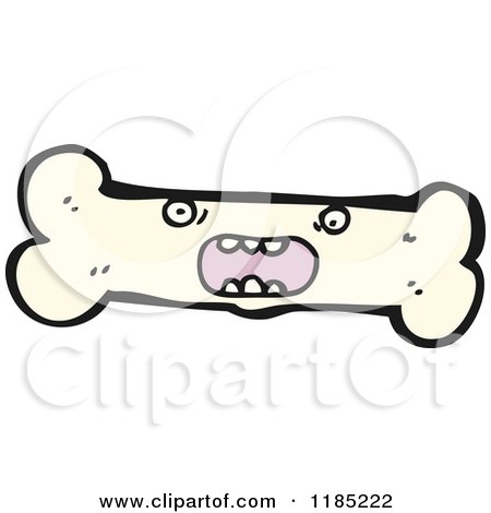 Cartoon of a Bone with a Face - Royalty Free Vector Illustration by lineartestpilot