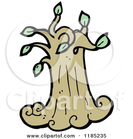 Cartoon of a Tree Stump with Leaves - Royalty Free Vector Illustration by lineartestpilot