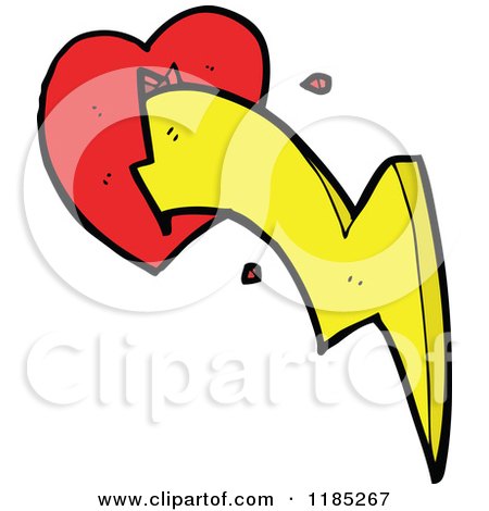 Cartoon of a Heart with a Lightning Bolt - Royalty Free Vector Illustration by lineartestpilot