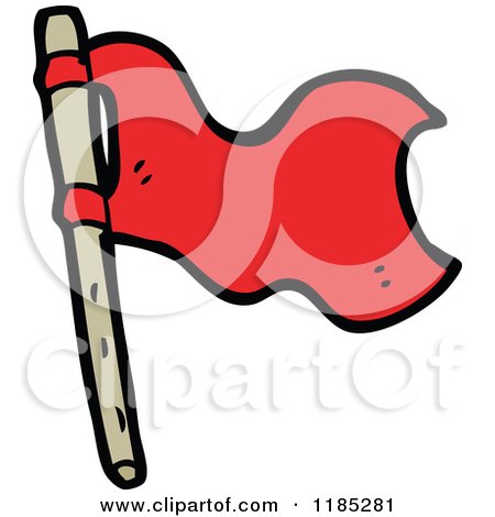Cartoon of a Red Flag - Royalty Free Vector Illustration by lineartestpilot