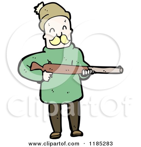Cartoon of a Man Holding a Rifle - Royalty Free Vector Illustration by lineartestpilot