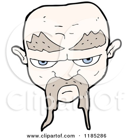 Cartoon of a Bald Man with a Mustache - Royalty Free Vector Illustration by lineartestpilot