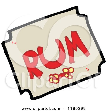 Cartoon of a Rum Bottle Label - Royalty Free Vector Illustration by lineartestpilot
