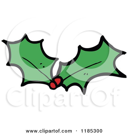 Cartoon of Christmas Holly Leaves and Berries - Royalty Free Vector Illustration by lineartestpilot