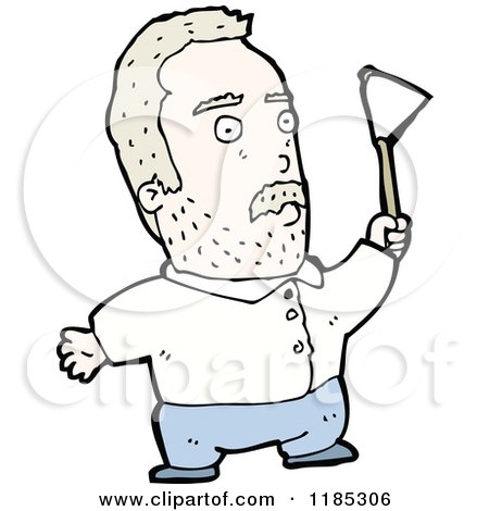 Cartoon of a Man Waving a White Flag - Royalty Free Vector Illustration by lineartestpilot