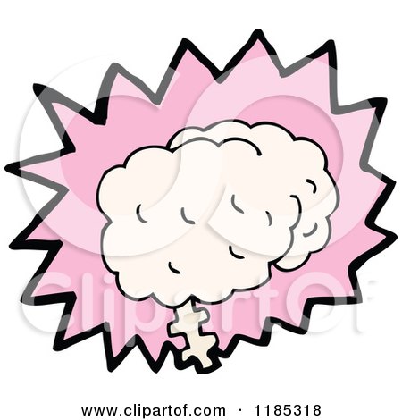Cartoon of a Pink Brain in Speaking Bubble - Royalty Free Vector Illustration by lineartestpilot