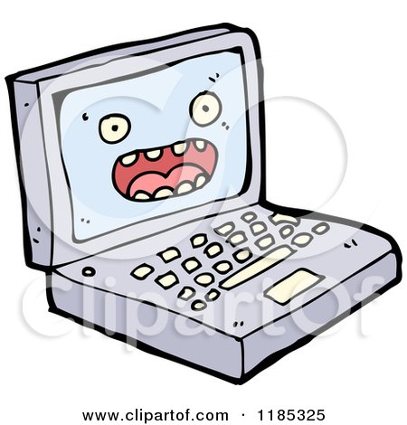 Cartoon of a Computer with a Face - Royalty Free Vector Illustration by lineartestpilot
