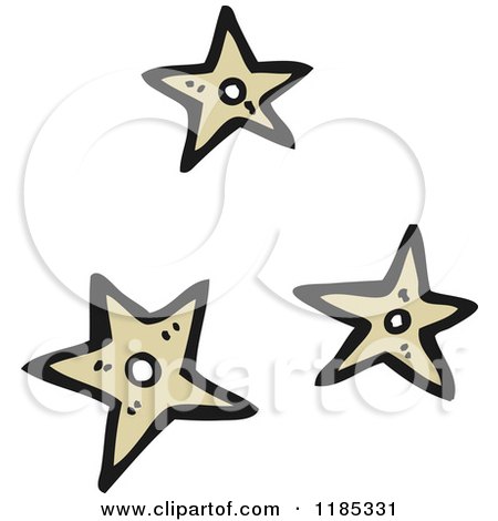 Cartoon of Throwing Stars - Royalty Free Vector Illustration by lineartestpilot