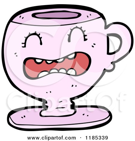 Cartoon of a Teacup with a Sad Face - Royalty Free Vector Illustration by lineartestpilot
