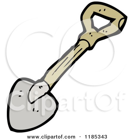 Cartoon of a Shovel with a Wooden Handle - Royalty Free Vector Illustration by lineartestpilot