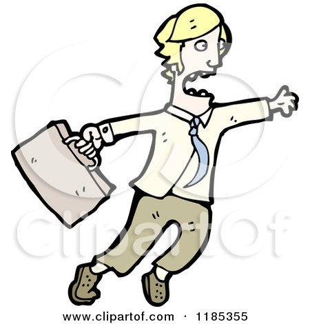Cartoon of a Man with a Briefcase Flying - Royalty Free Vector Illustration by lineartestpilot