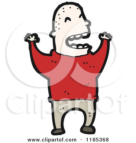 Cartoon of a Bald Man Yelling - Royalty Free Vector Illustration by lineartestpilot